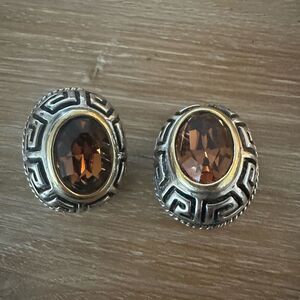 JC Signed Vintage Cabochon Clip On Earrings